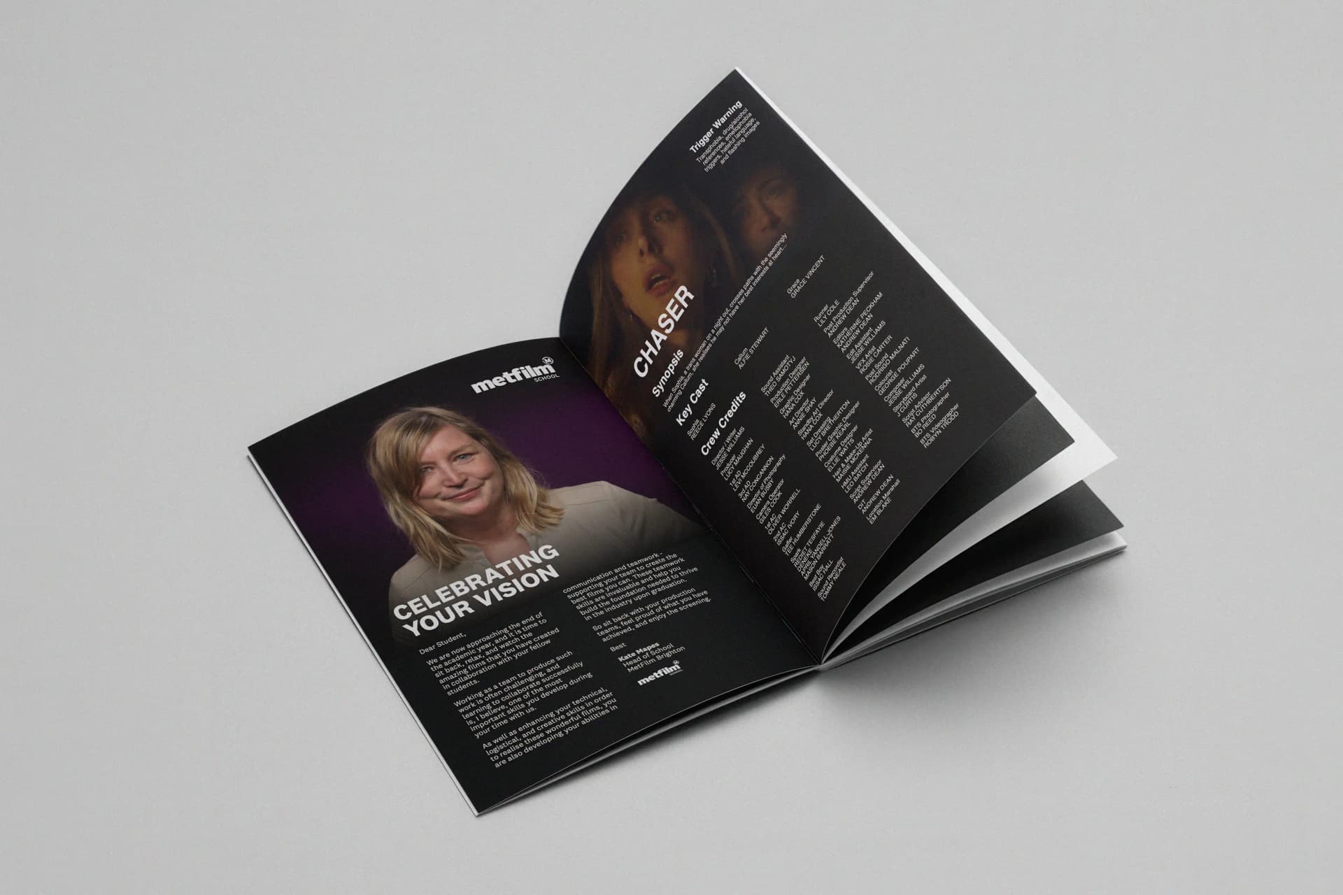 MetFilm School graduation programme mock-up