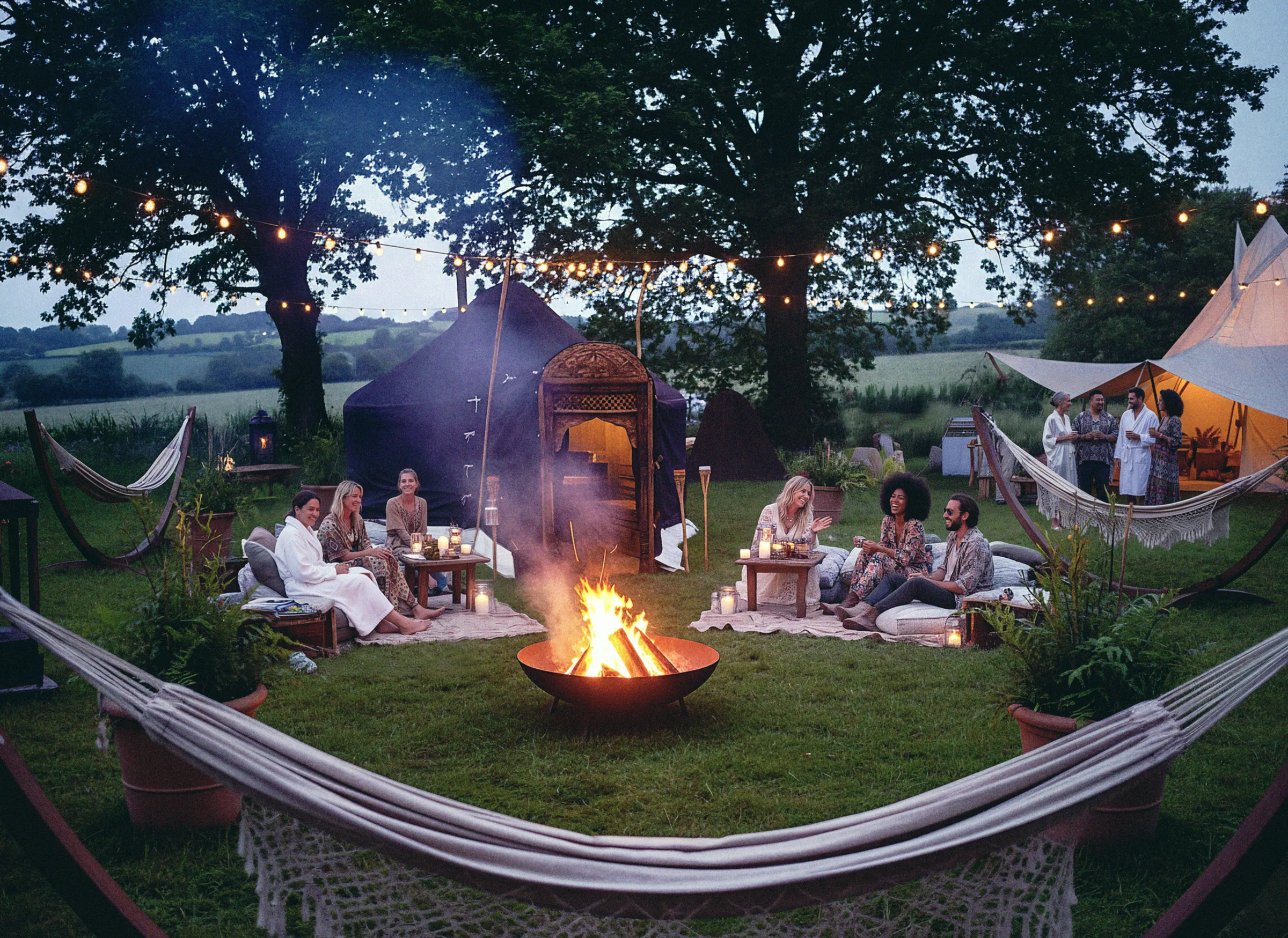 Spa concept: evening garden party